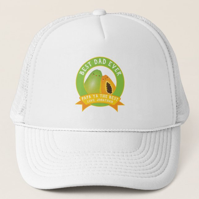 Cute Papa Ya The Best Funny Fruit Pun For Dad Trucker Hat (Front)