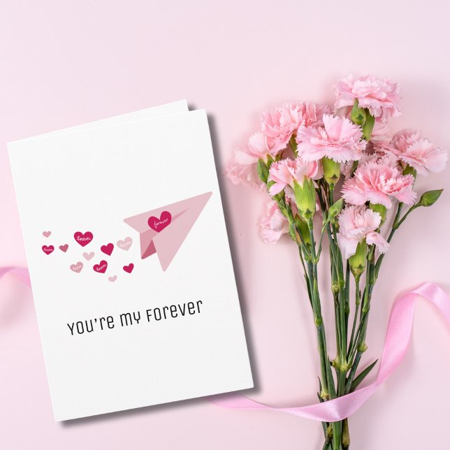 Cute Paper Airplane You’re My Forever Love Photo  Card (Creator Uploaded)