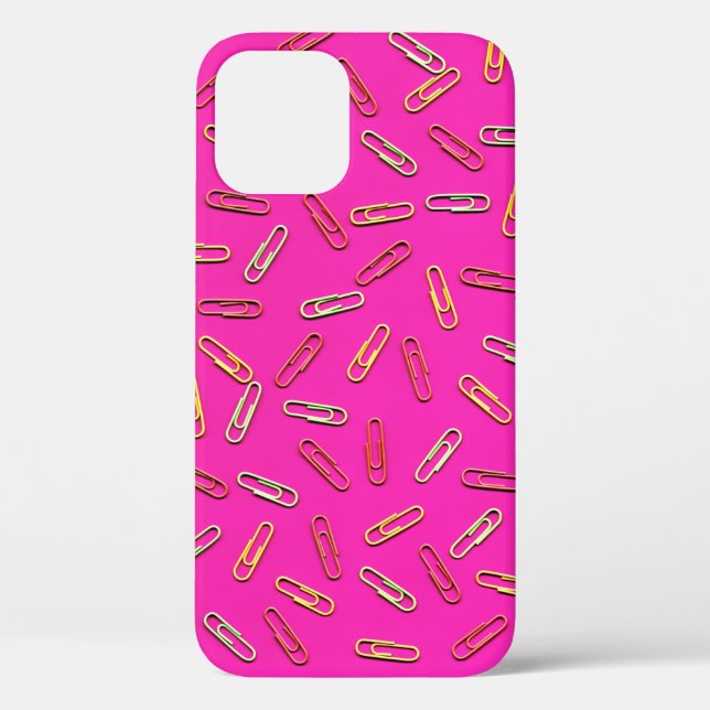 CUTE Paper Clip Pattern on Pink Case-Mate iPhone Case (Back)
