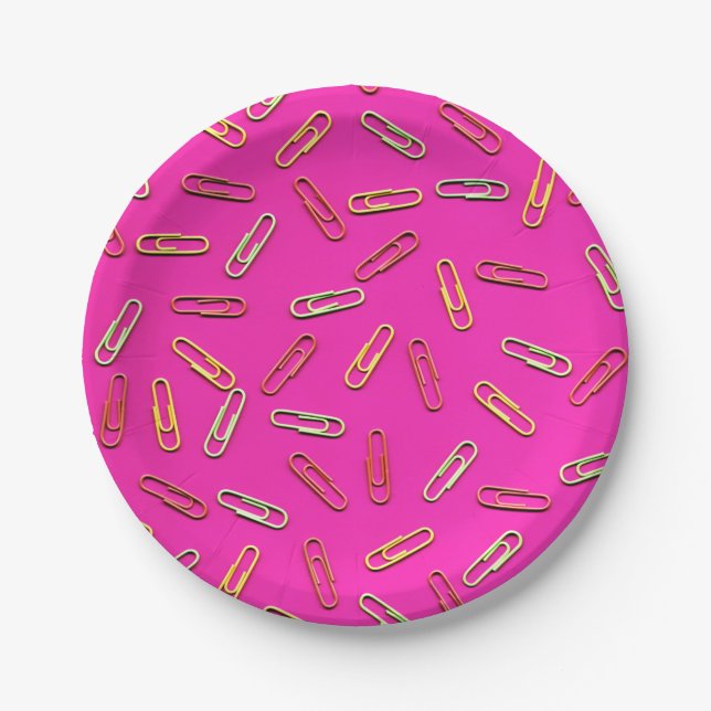 CUTE Paper Clips on Pink Paper Plates (Front)