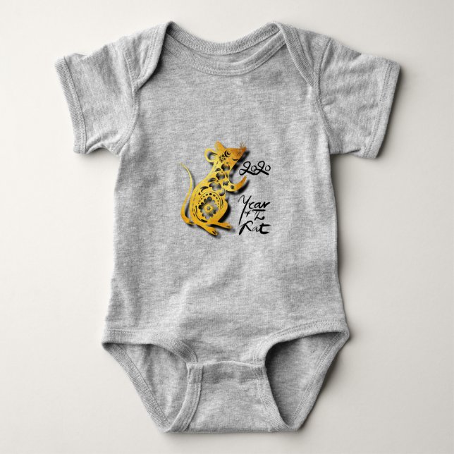 Cute Paper-cut Chinese New Year Rat G Bodysuit (Front)