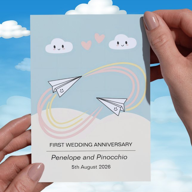 Cute Paper Plane 1st Anniversary Card Love flight (Creator Uploaded)