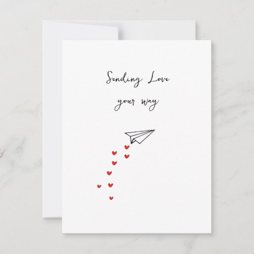 Cute Paper Plane Sending Love your way Card 