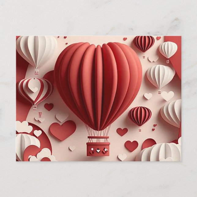 Cute Paper Valentines Holiday Postcard (Front)