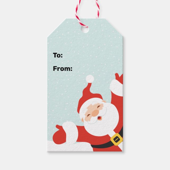 Cute Papercut Happy Santa Gift Tags (Front)