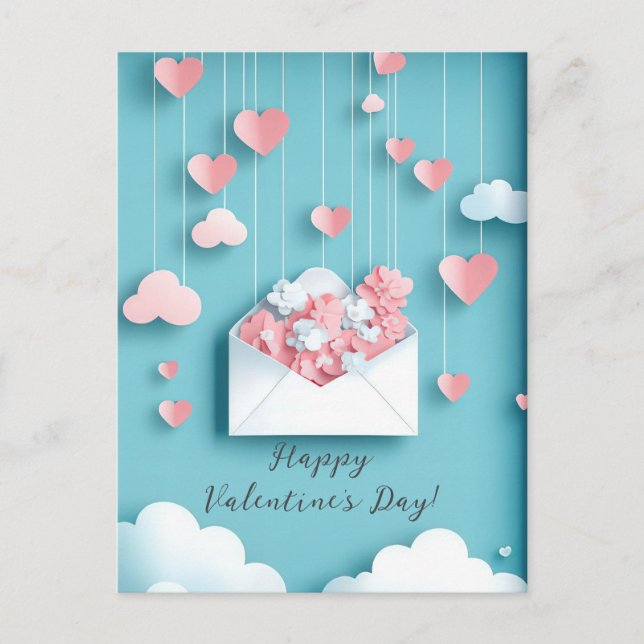 Cute Papercut Hearts Valentine's Greeting Postcard (Front)
