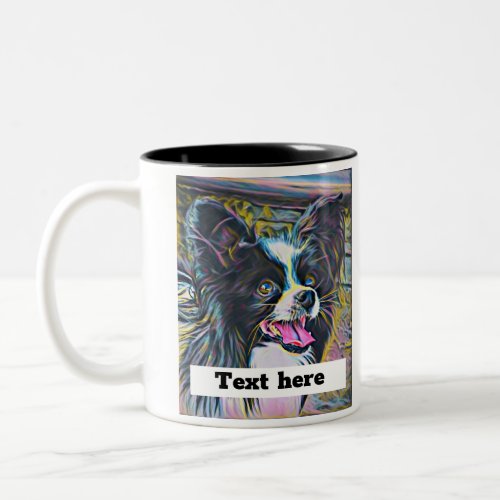  Cute papillon dog abstract art  Two_Tone Coffee Mug