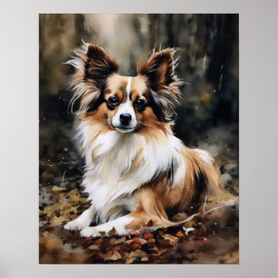 Cute Papillon Dog Art Print Poster