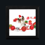 Cute Papillon Dog Christmas Santa Hat Keepsake Box<br><div class="desc">Cute Papillon Dog Christmas Santa Hat</div>