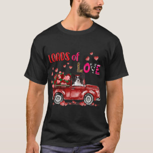 Cute Papillon Dog Driving Red Truck Happy Valentin T-Shirt
