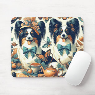 Cute Papillon Dog Illustration Mouse Pad