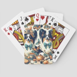 Cute Papillon Dog Illustration Poker Cards