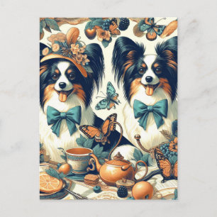Cute Papillon Dog Illustration Postcard