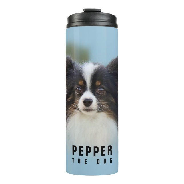 Cute Papillon Toy Spaniel Dog at the Dock Thermal Tumbler (Front)