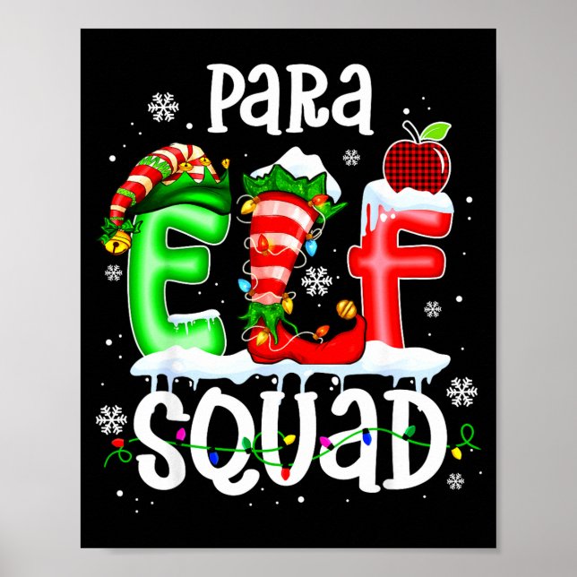 Cute Para Elf Squad Funny Christmas Elf Kids Teach Poster (Front)