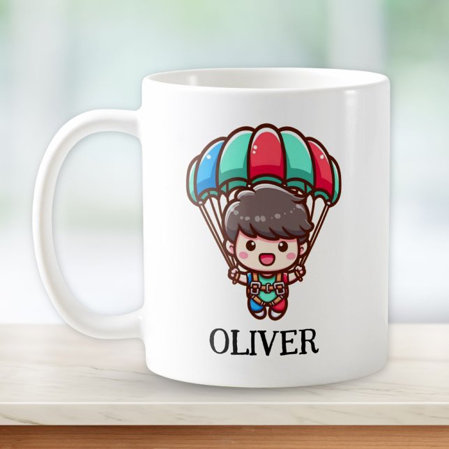 Cute Parachutist  with Colorful Parachute Coffee Mug (Creator Uploaded)