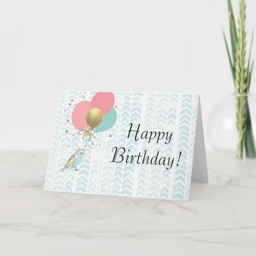 Cute Parakeet Birthday Greeting Card