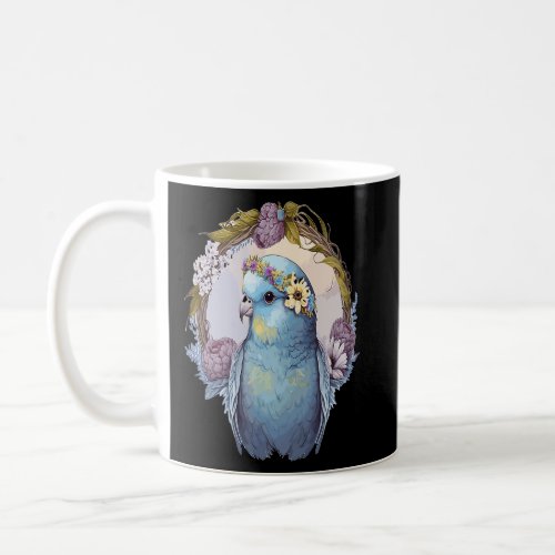 Cute Parakeet Budgie Bird Flower Crown Pet Birds   Coffee Mug