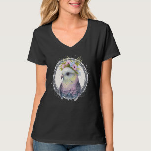 Cute Parakeet Budgie Bird Flower Crown Pet Birds   T-Shirt