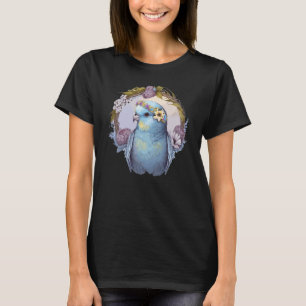 Cute Parakeet Budgie Bird Flower Crown Pet Birds T-Shirt