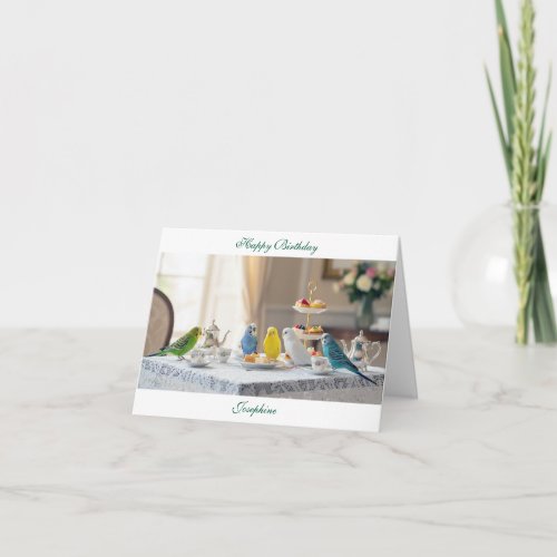 Cute Parakeet Budgies Afternoon Tea Birthday