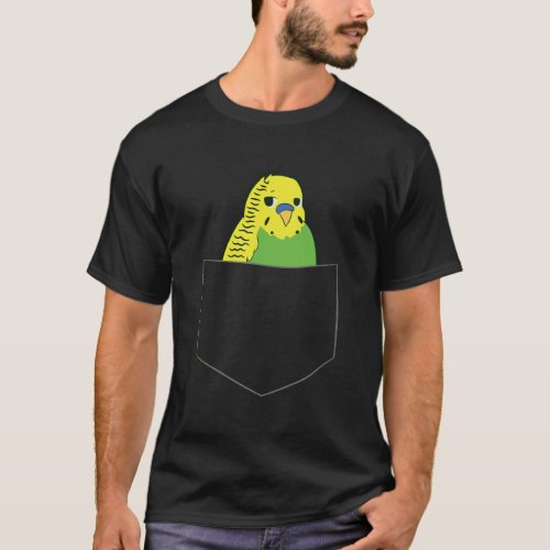 Cute Parakeet In Pocket Budgie Bird In Pocket Budg T_Shirt