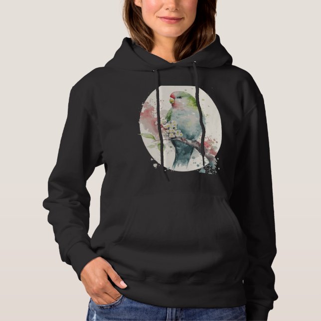 Cute Parakeet Japanese Cherry Blossom Budgie Sakur Hoodie (Front)