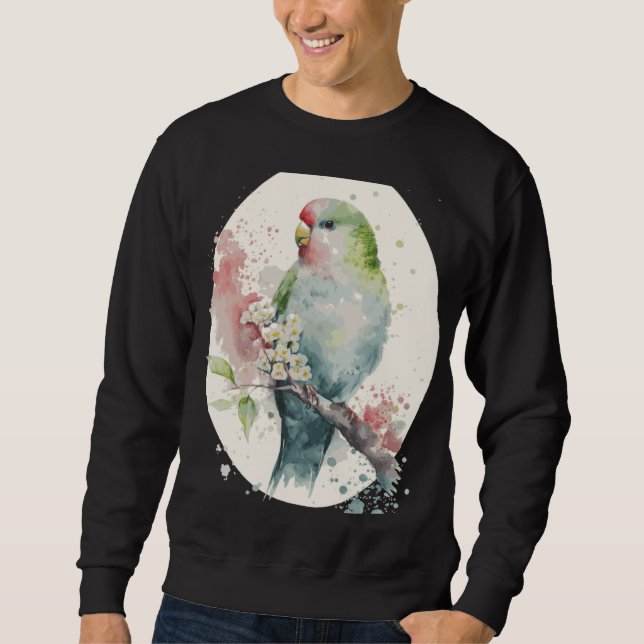 Cute Parakeet Japanese Cherry Blossom Budgie Sakur Sweatshirt (Front)