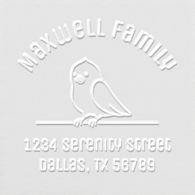 Cute Parakeet Parrot Bird Family Address Embosser (Design)