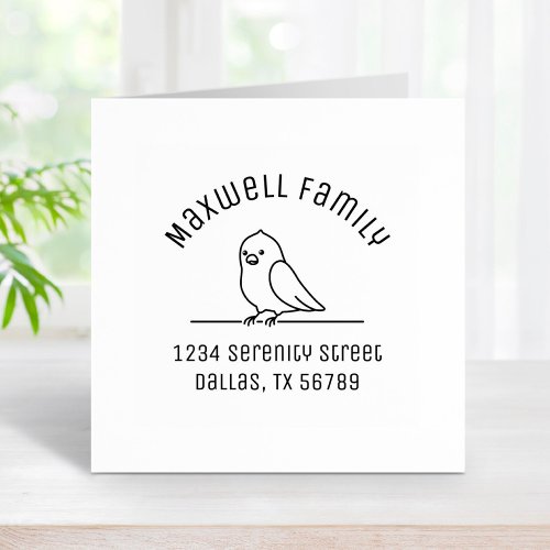 Cute Parakeet Parrot Bird Family Arch Address Rubber Stamp