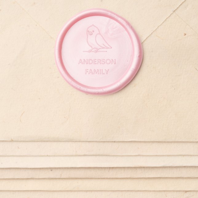 Cute Parakeet Parrot Bird Pet Family Name Wax Seal Sticker (Front)
