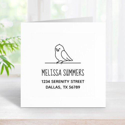 Cute Parakeet Parrot Bird Return Address Rubber Stamp