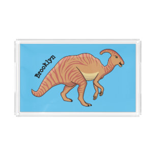 Cute parasaurolophus dinosaur cartoon illustration acrylic tray