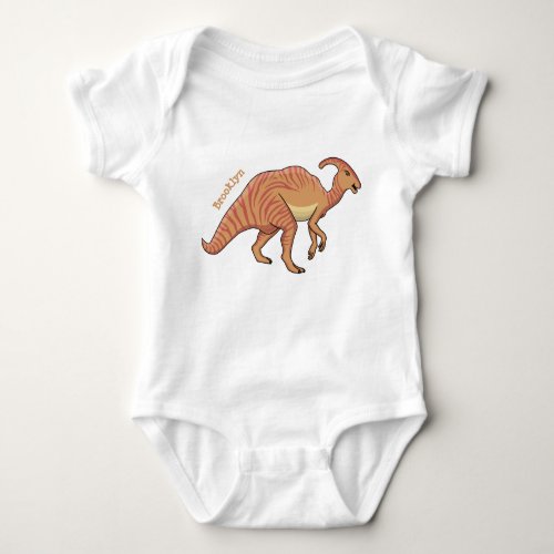 Cute parasaurolophus dinosaur cartoon illustration baby bodysuit