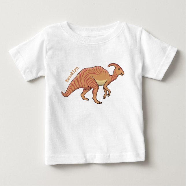 Cute parasaurolophus dinosaur cartoon illustration baby T-Shirt (Front)