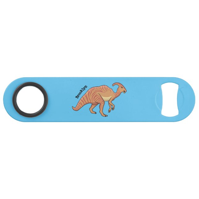 Cute parasaurolophus dinosaur cartoon illustration bar key (Front (Horizontal))