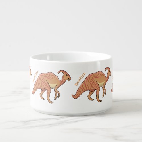 Cute parasaurolophus dinosaur cartoon illustration bowl