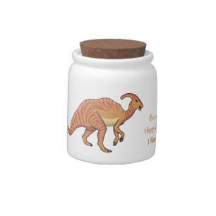 Cute parasaurolophus dinosaur cartoon illustration candy jar