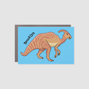 Cute parasaurolophus dinosaur cartoon illustration car magnet