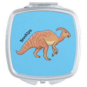 Cute parasaurolophus dinosaur cartoon illustration compact mirror