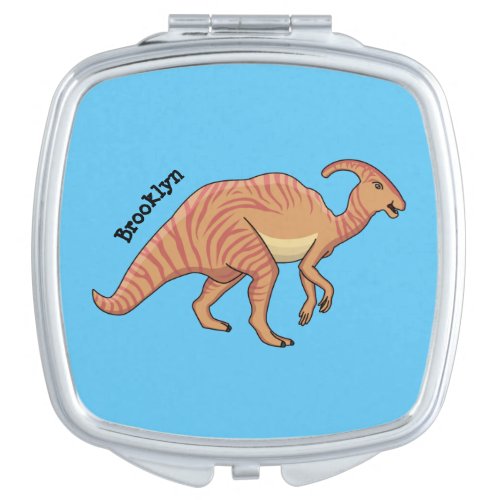 Cute parasaurolophus dinosaur cartoon illustration compact mirror