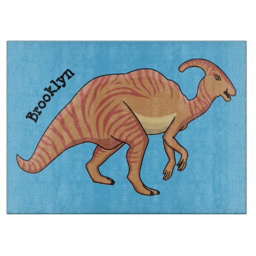 Cute parasaurolophus dinosaur cartoon illustration cutting board