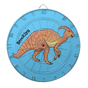 Cute parasaurolophus dinosaur cartoon illustration dart board
