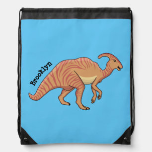 Cute parasaurolophus dinosaur cartoon illustration drawstring bag