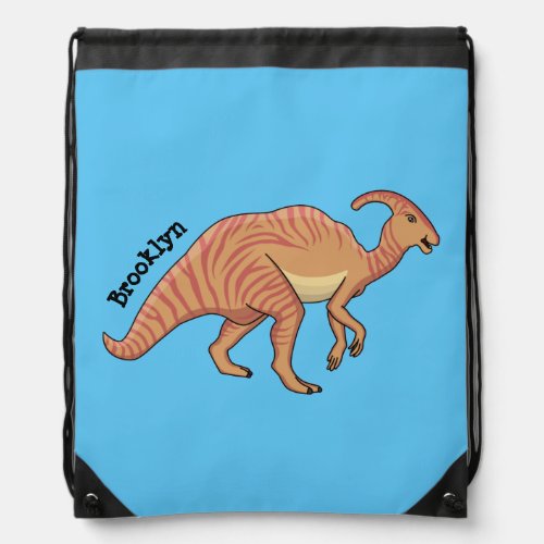 Cute parasaurolophus dinosaur cartoon illustration drawstring bag