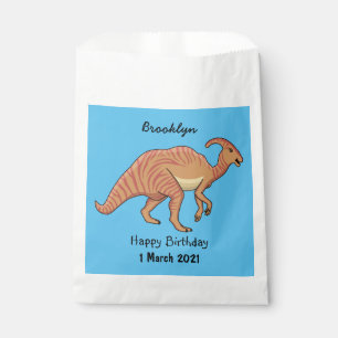 Cute parasaurolophus dinosaur cartoon illustration favor bag