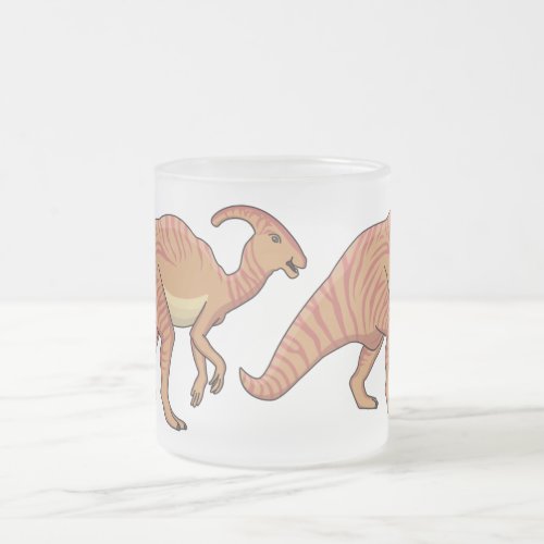 Cute parasaurolophus dinosaur cartoon illustration frosted glass coffee mug