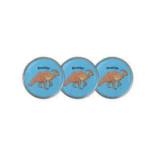 Cute parasaurolophus dinosaur cartoon illustration golf ball marker