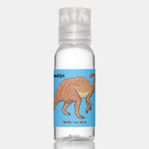 Cute parasaurolophus dinosaur cartoon illustration hand sanitizer