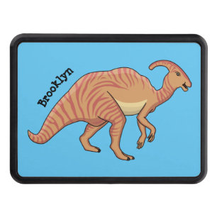 Cute parasaurolophus dinosaur cartoon illustration hitch cover